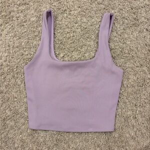 Express Body Contour Lavender Square Neck Cropped Top
